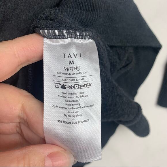 Tavi women's medium pure Barre Black Crew Neck Sweater with Relaxed Fit - Picture 4 of 9